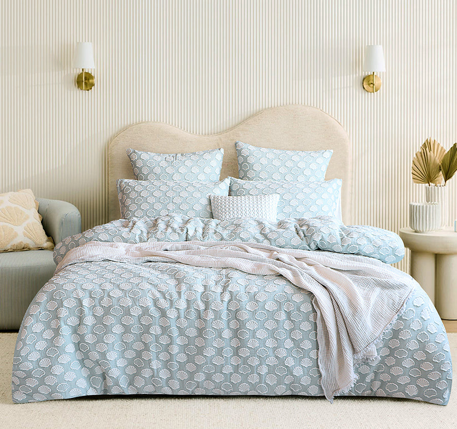 Coralium Quilt Cover Set Range Aqua