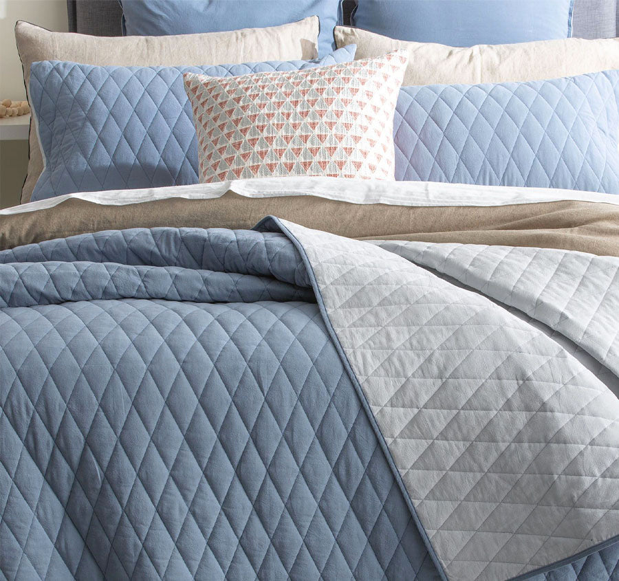 Diamante Coverlet Set Range Blue
