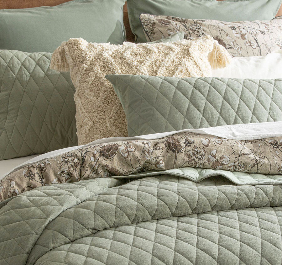 Diamante Coverlet Set Range Juniper