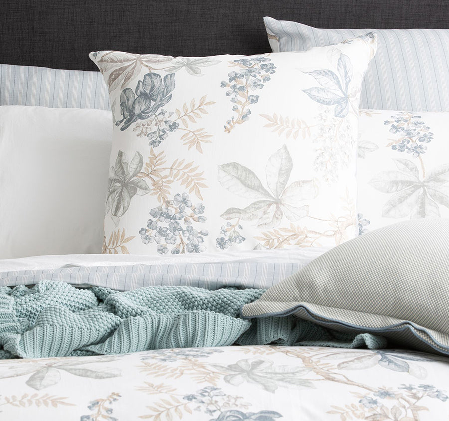 Floral Vine European Pillowcase White