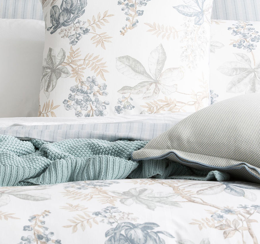 Floral Vine European Pillowcase White