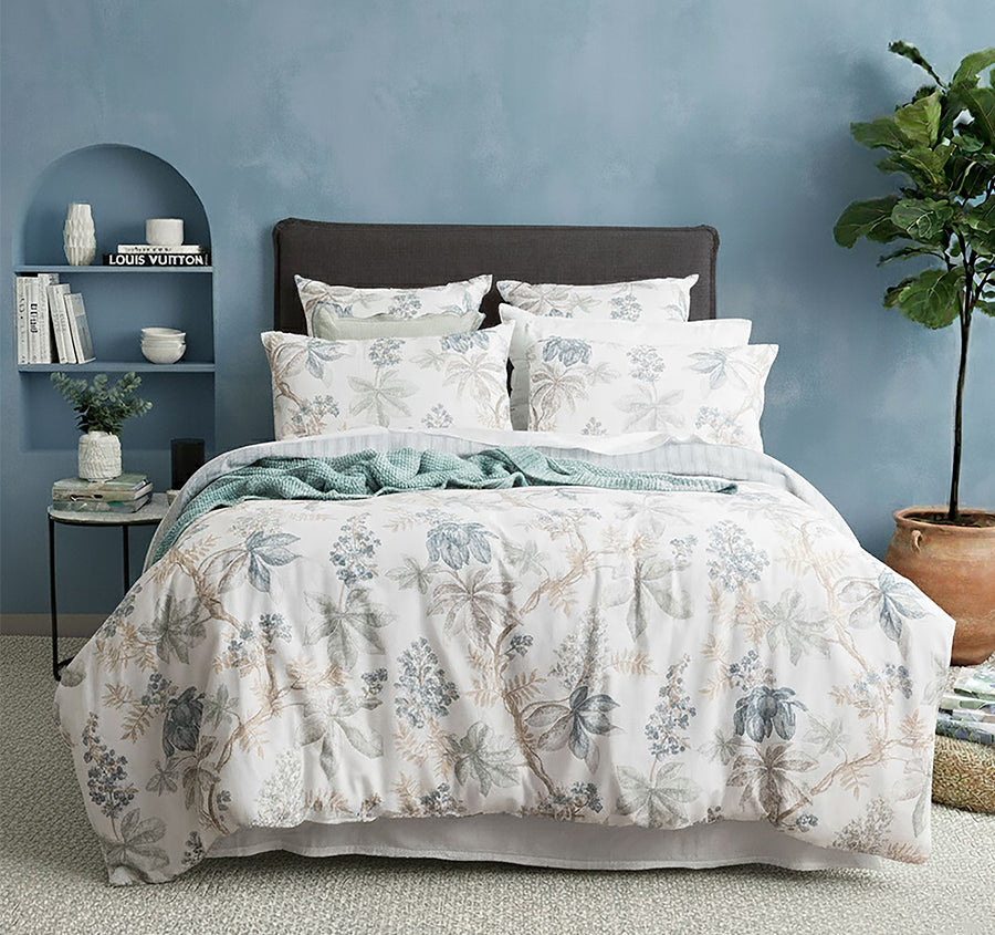 Floral Vine Quilt Cover Set Range White