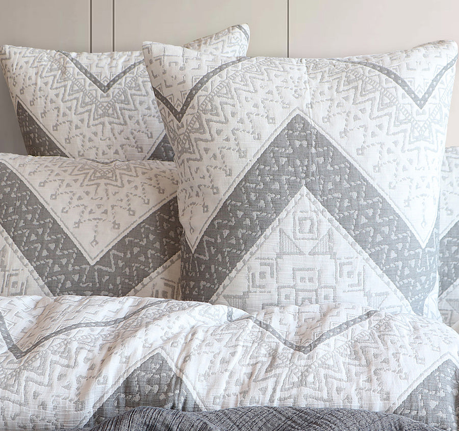 Indie European Pillowcase White and Silver