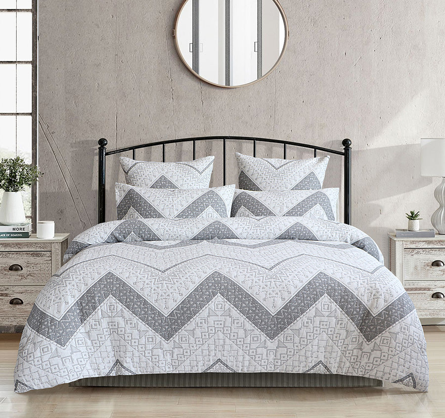 Indie Quilt Cover Set Range White and Silver