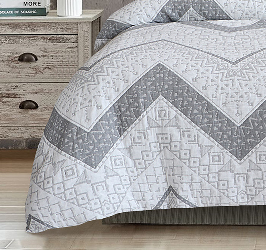 Indie Quilt Cover Set Range White and Silver