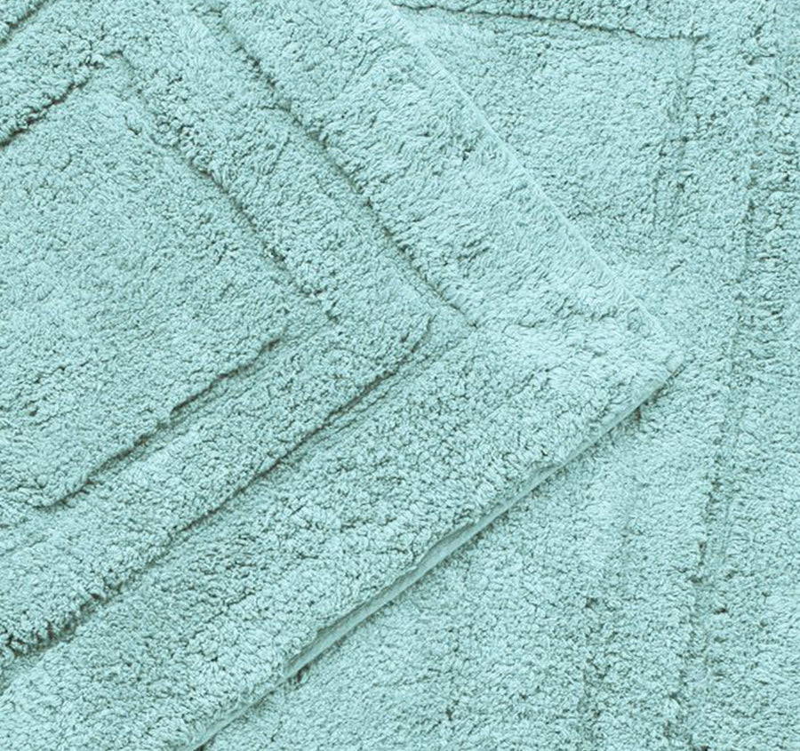 Tufted Cotton 2 Piece Bath Mat Set Aqua