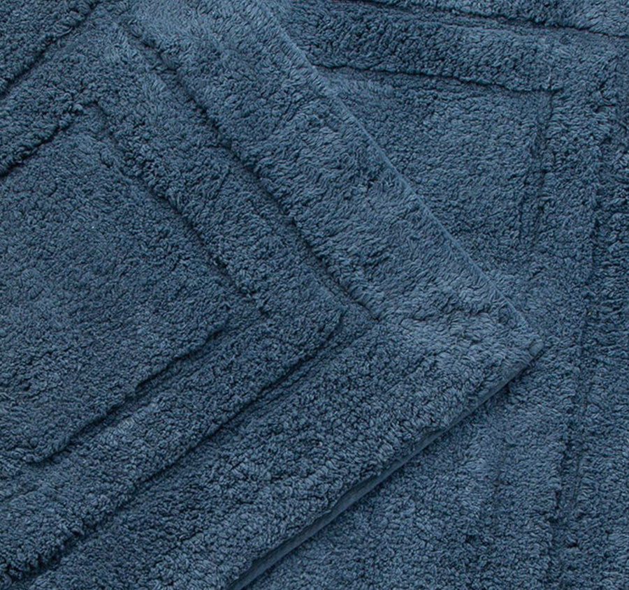 Tufted Cotton 2 Piece Bath Mat Set Blue Mirage