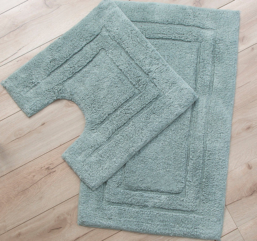 Tufted Cotton 2 Piece Bath Mat Set Grey Mist