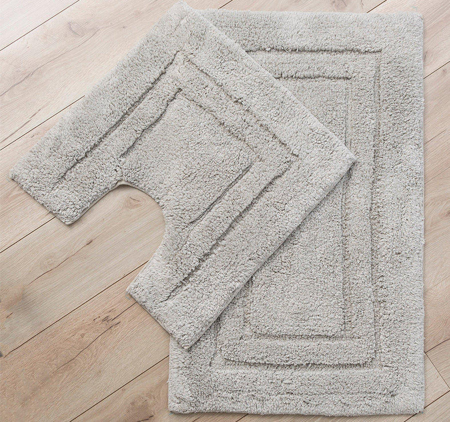 Tufted Cotton 2 Piece Bath Mat Set Linen
