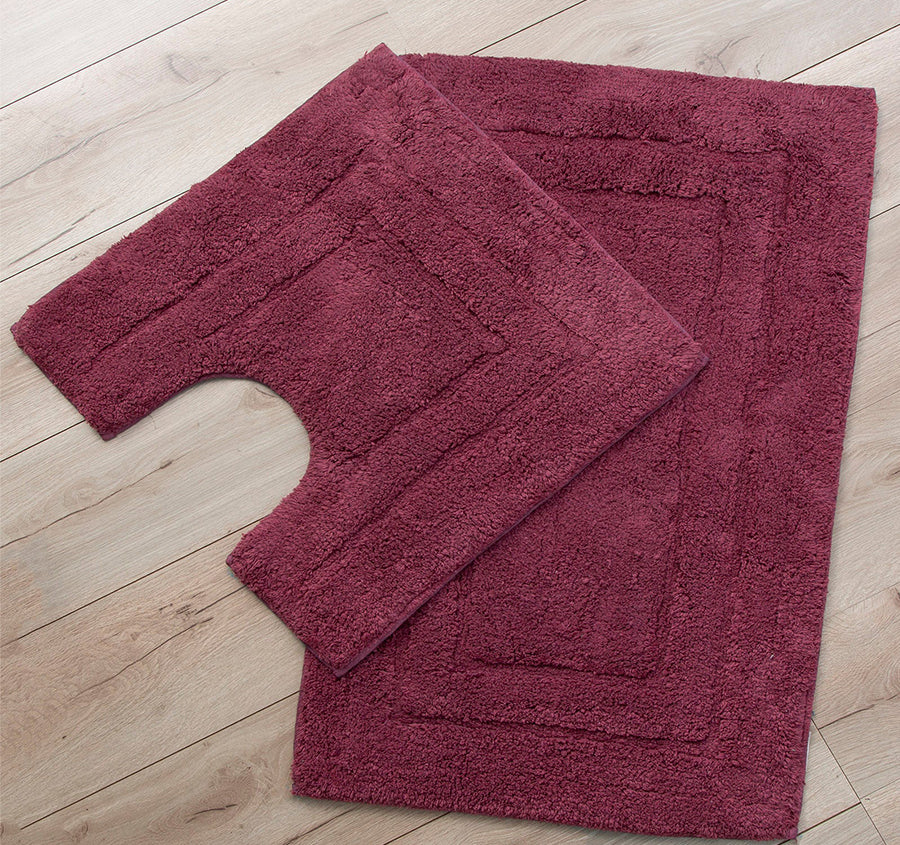 Tufted Cotton 2 Piece Bath Mat Set Rosebud
