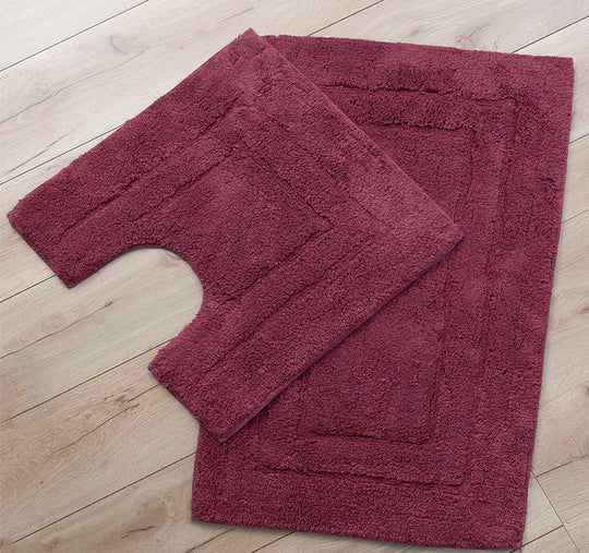 Tufted Cotton 2 Piece Bath Mat Set Rosebud