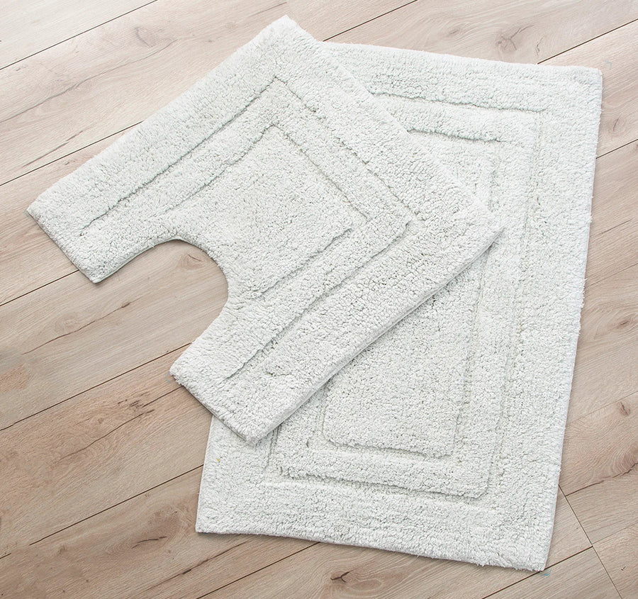 Tufted Cotton 2 Piece Bath Mat Set Vapour
