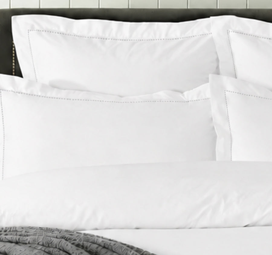 Union Hemstitch Quilt Cover Set Range White