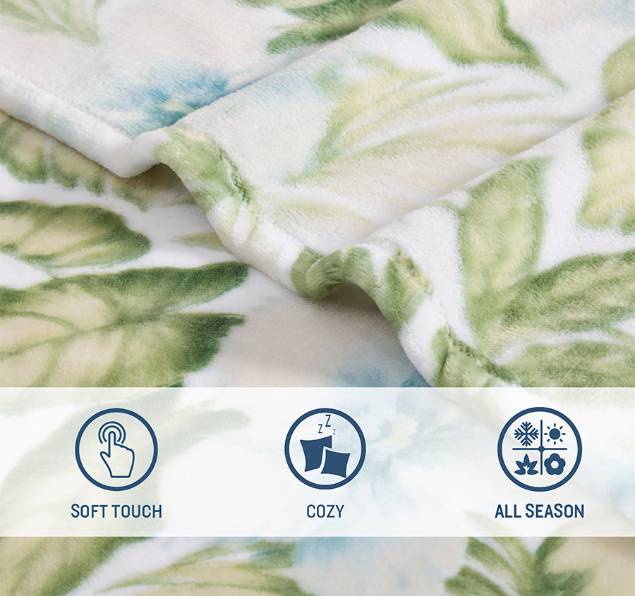 Alba Botanical 152x178cm Throw Pale Blue