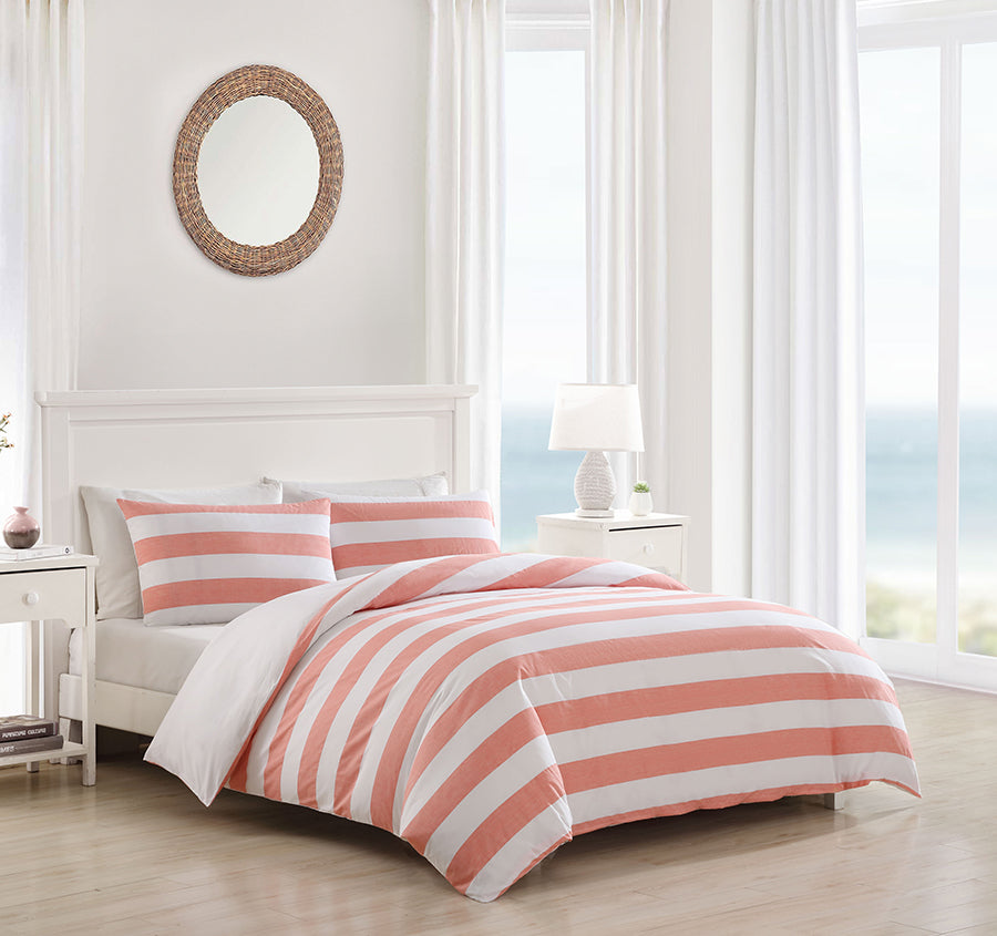 Awning Stripe Quilt Cover Set Range Coral