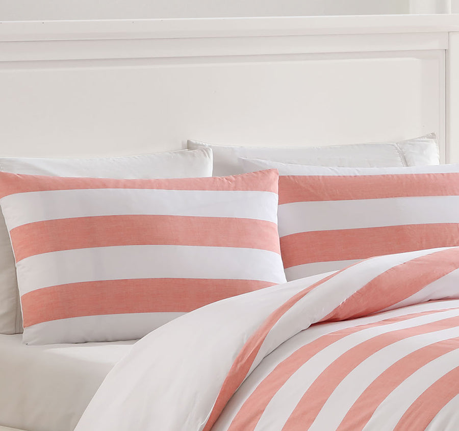 Awning Stripe Quilt Cover Set Range Coral