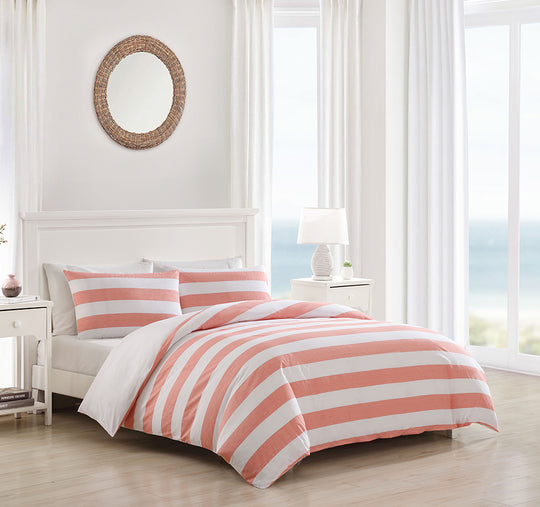Awning Stripe Quilt Cover Set Range Coral