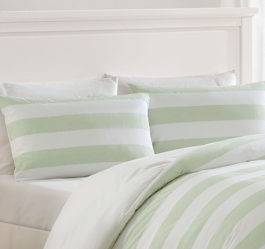 Awning Stripe Quilt Cover Set Range Sage