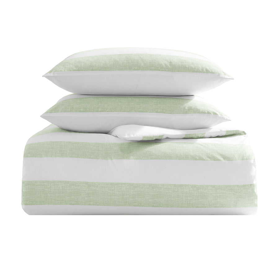 Awning Stripe Quilt Cover Set Range Sage