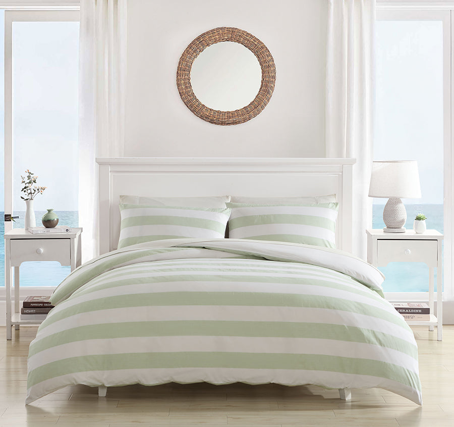 Awning Stripe Quilt Cover Set Range Sage