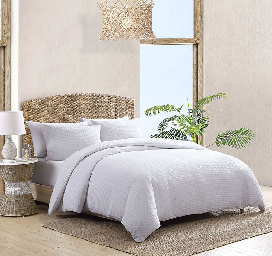 Basket Weave Quilt Cover Set Range White