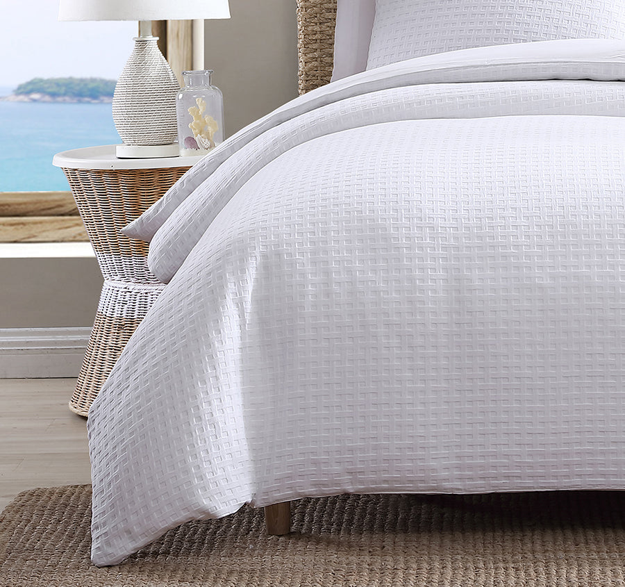 Basket Weave Quilt Cover Set Range White