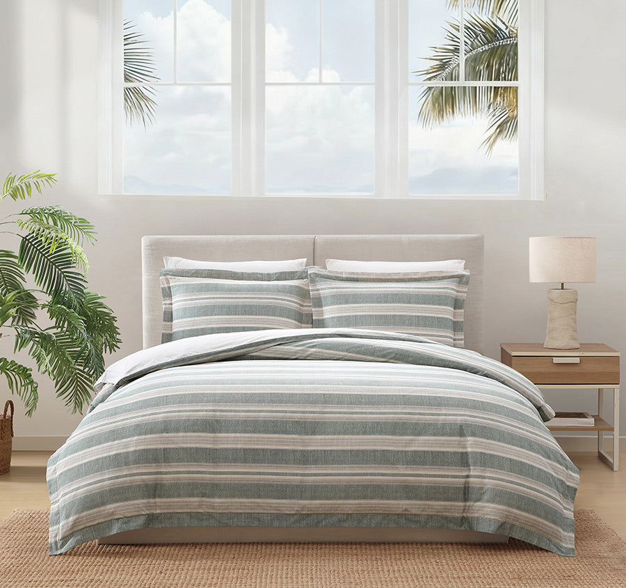 Cabana Stripe Quilt Cover Set Range Jungle Green