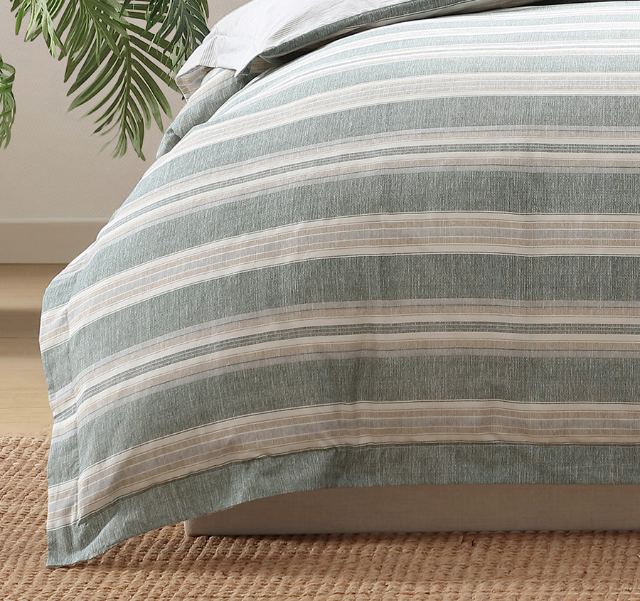 Cabana Stripe Quilt Cover Set Range Jungle Green