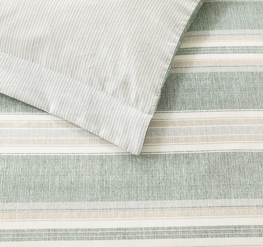 Cabana Stripe Quilt Cover Set Range Jungle Green