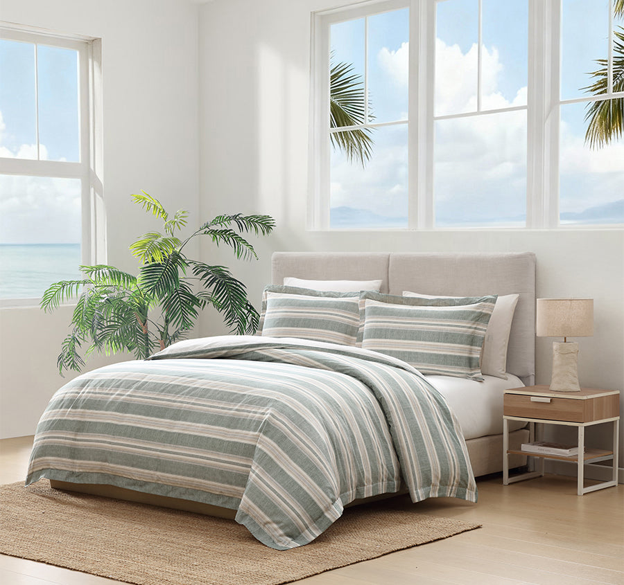 Cabana Stripe Quilt Cover Set Range Jungle Green