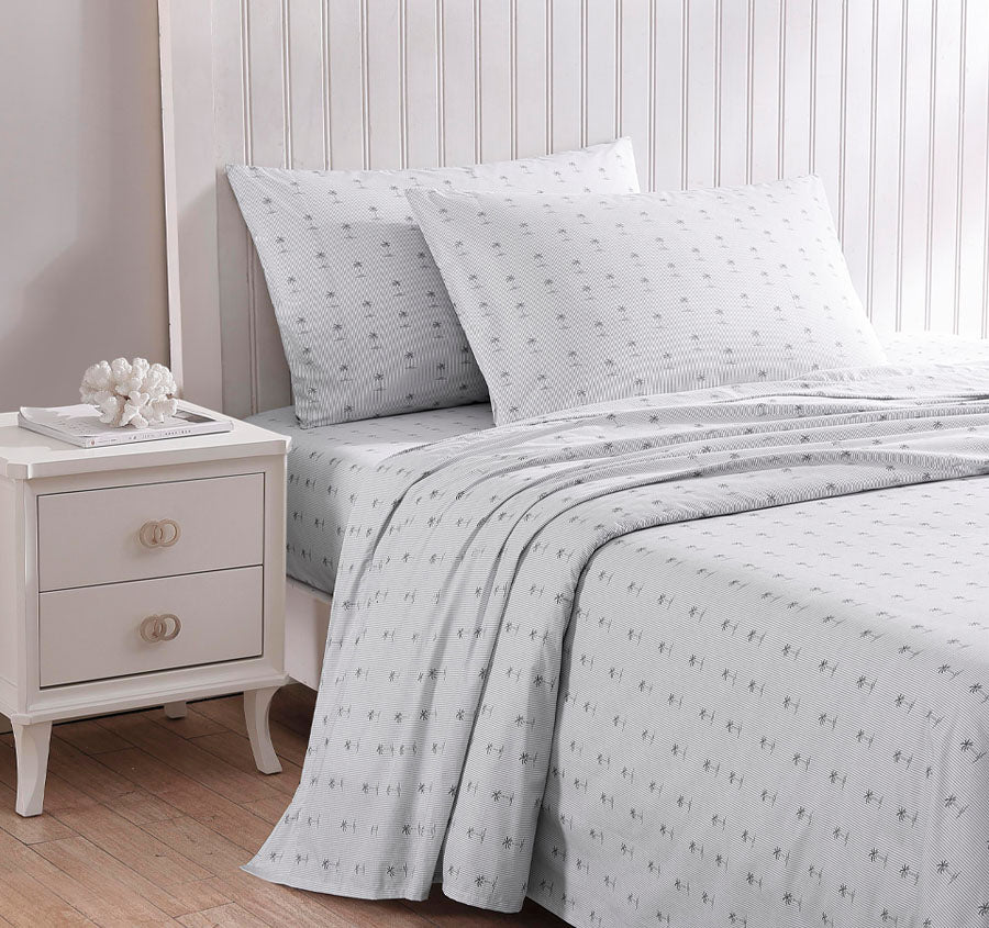 Kew Palm Sheet Set Range Pelican Grey