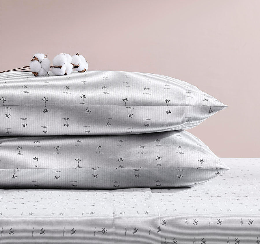 Kew Palm Sheet Set Range Pelican Grey