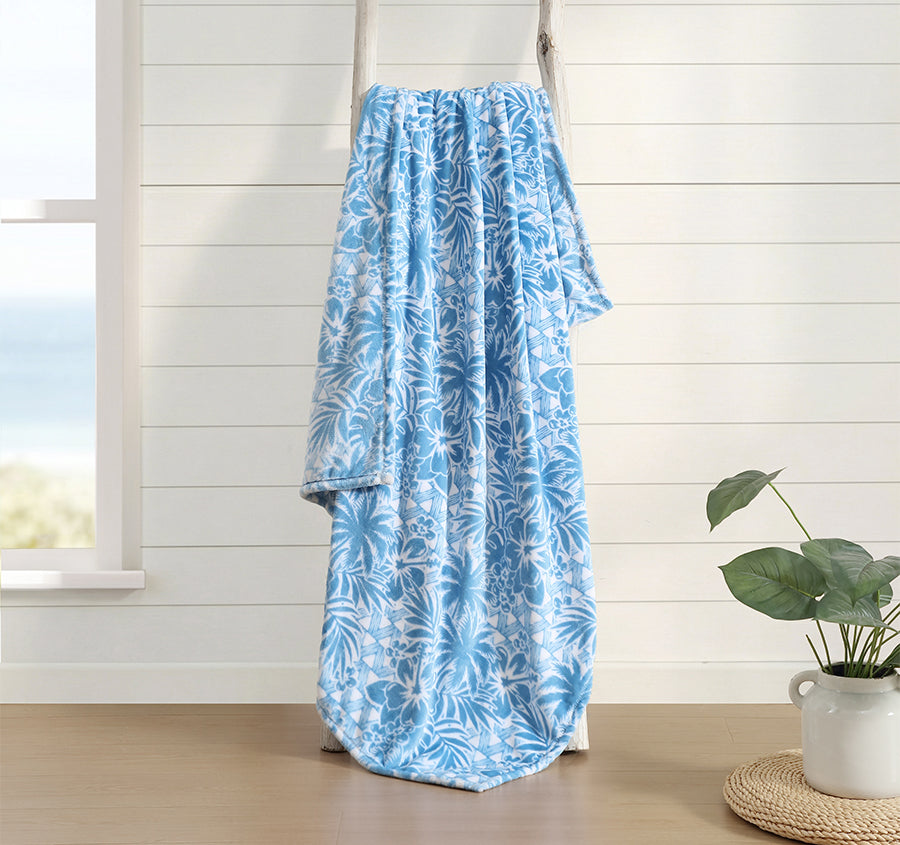 Lanikai Fronds 152x178cm Throw Blue