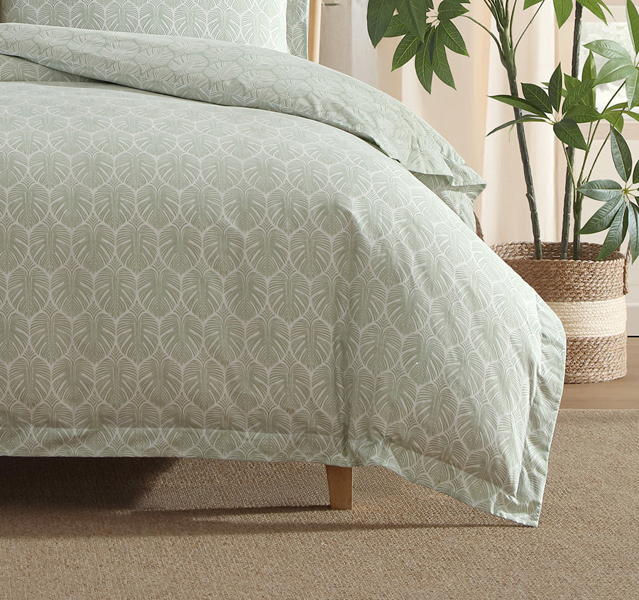 Line Palms Quilt Cover Set Range Green