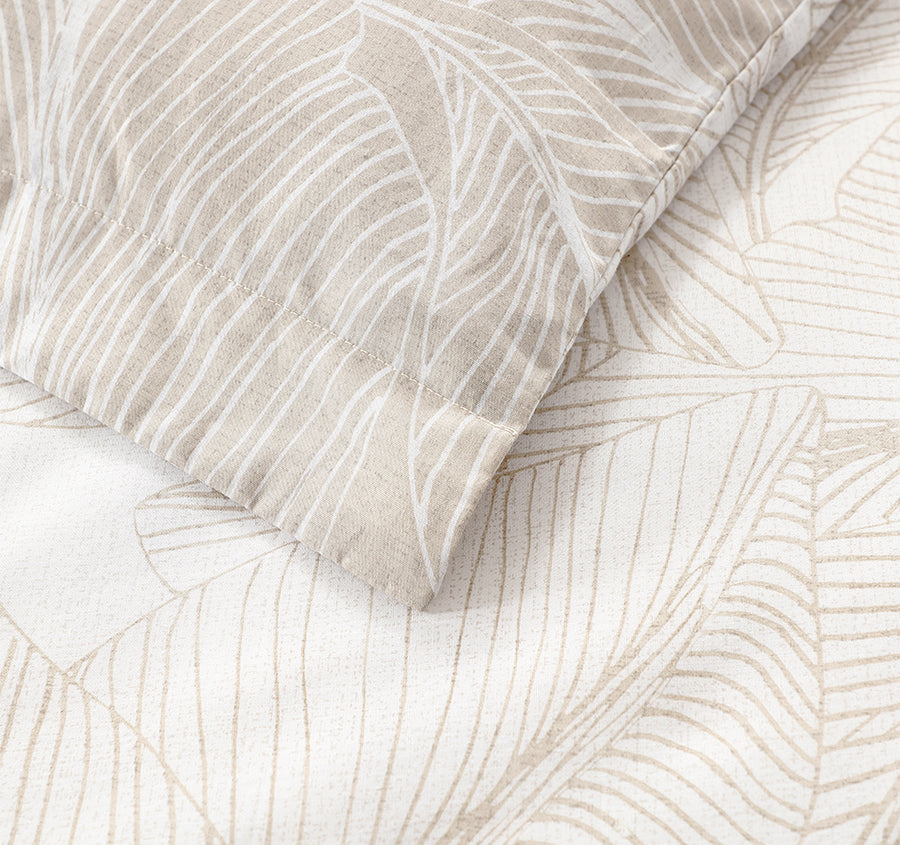 Pebble Palm Quilt Cover Set Range Light Beige