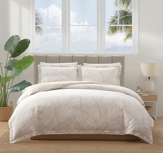 Pebble Palm Quilt Cover Set Range Light Beige