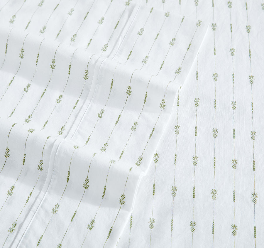 Pineapple Stripe Sheet Set Range Palm Green