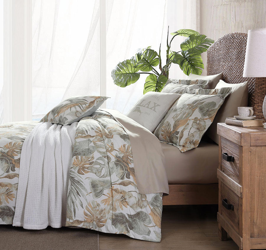 Raw Coast Quilt Cover Set Range Green and Gold