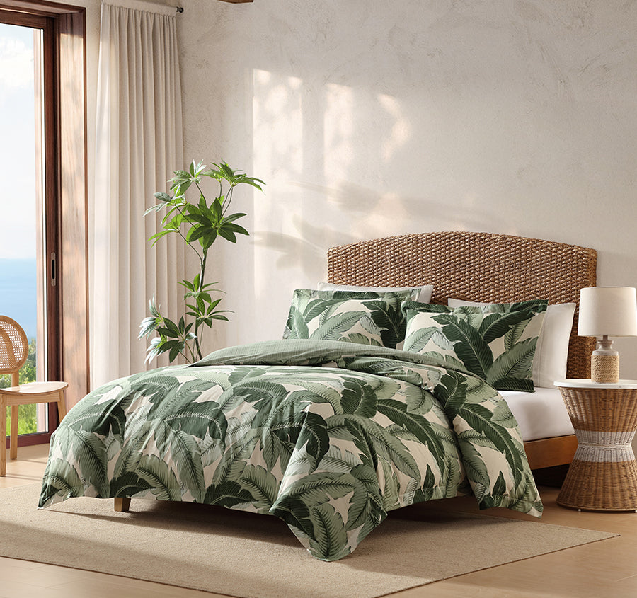 Vintage Palm Quilt Cover Set Range Jungle Green