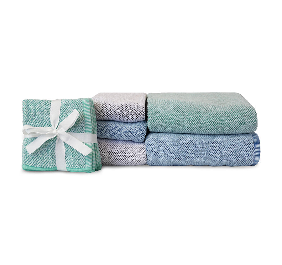 Washed Pebble Bath Towel Range Ice Blue and Aqua