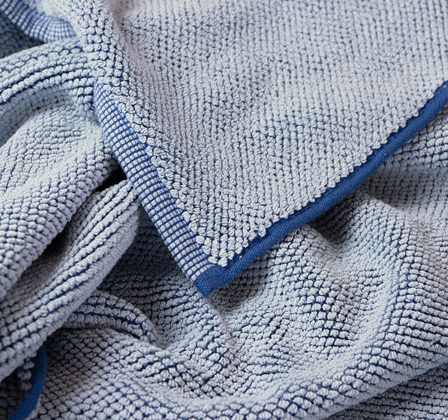 Washed Pebble Bath Towel Range Chambray and French Blue