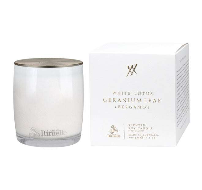 Alchemy 400g Candle White Lotus with Geranium Leaf and Bergamot