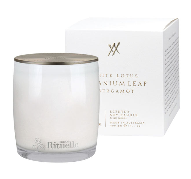 Alchemy 400g Candle White Lotus with Geranium Leaf and Bergamot