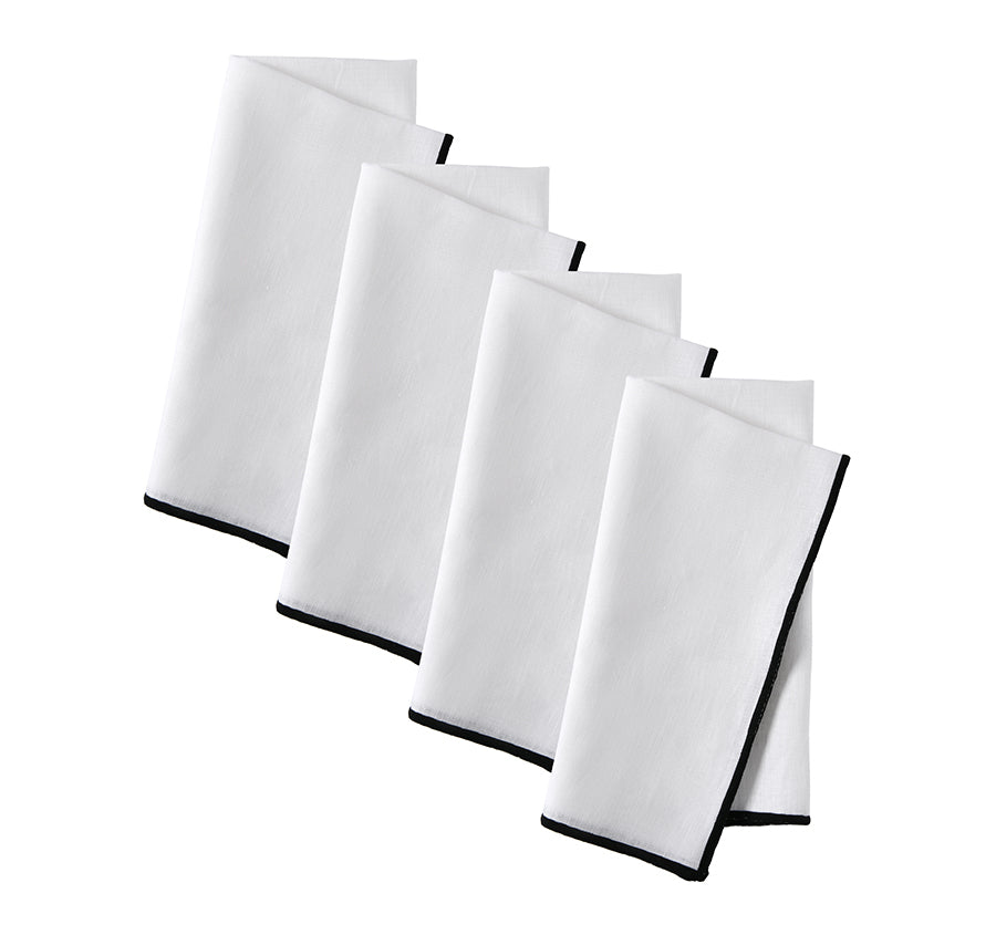 Atelier 4 Piece Napkin Set White and Black