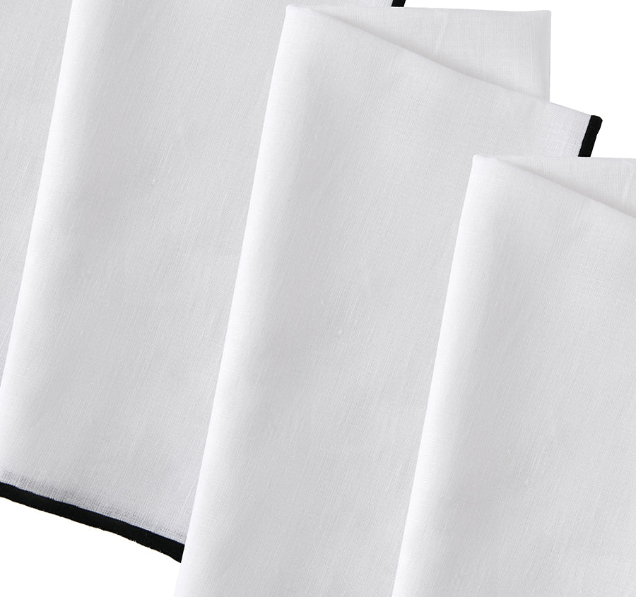 Atelier 4 Piece Napkin Set White and Black