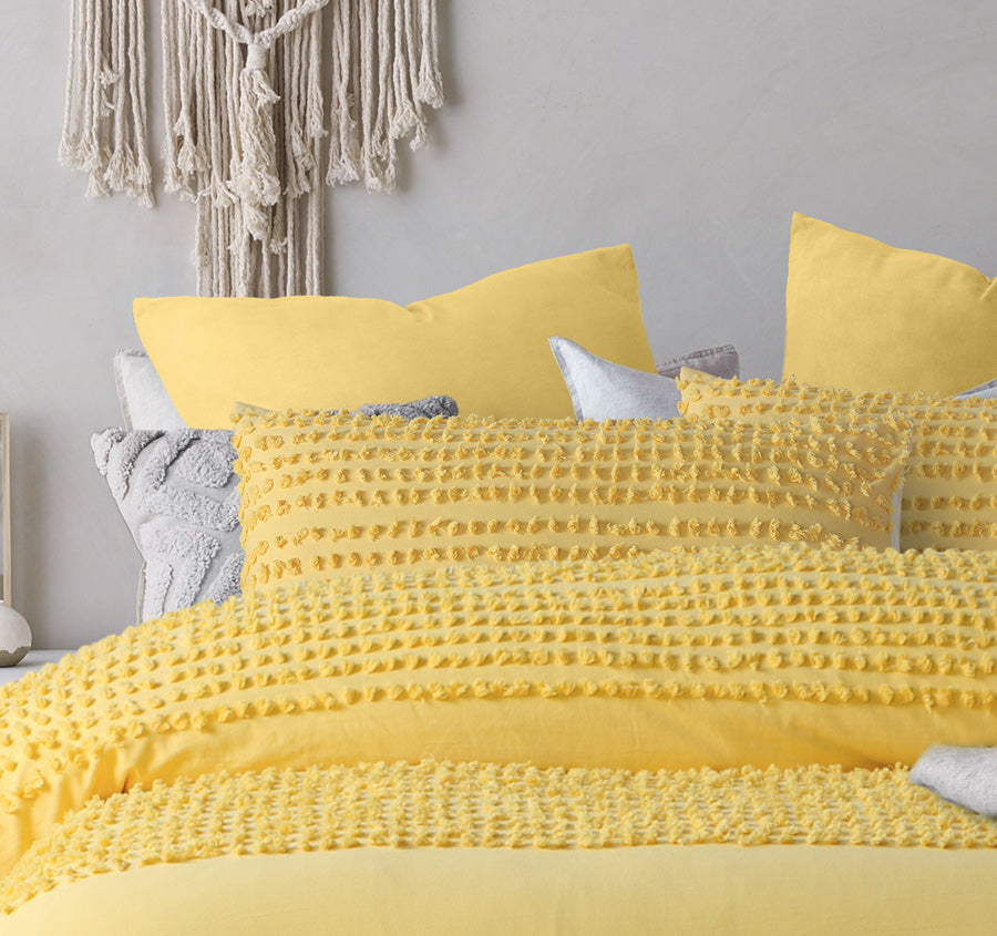 Betty King Bed Quilt Cover Set Banana Cream