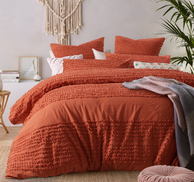 Betty Quilt Cover Set Range Tobacco