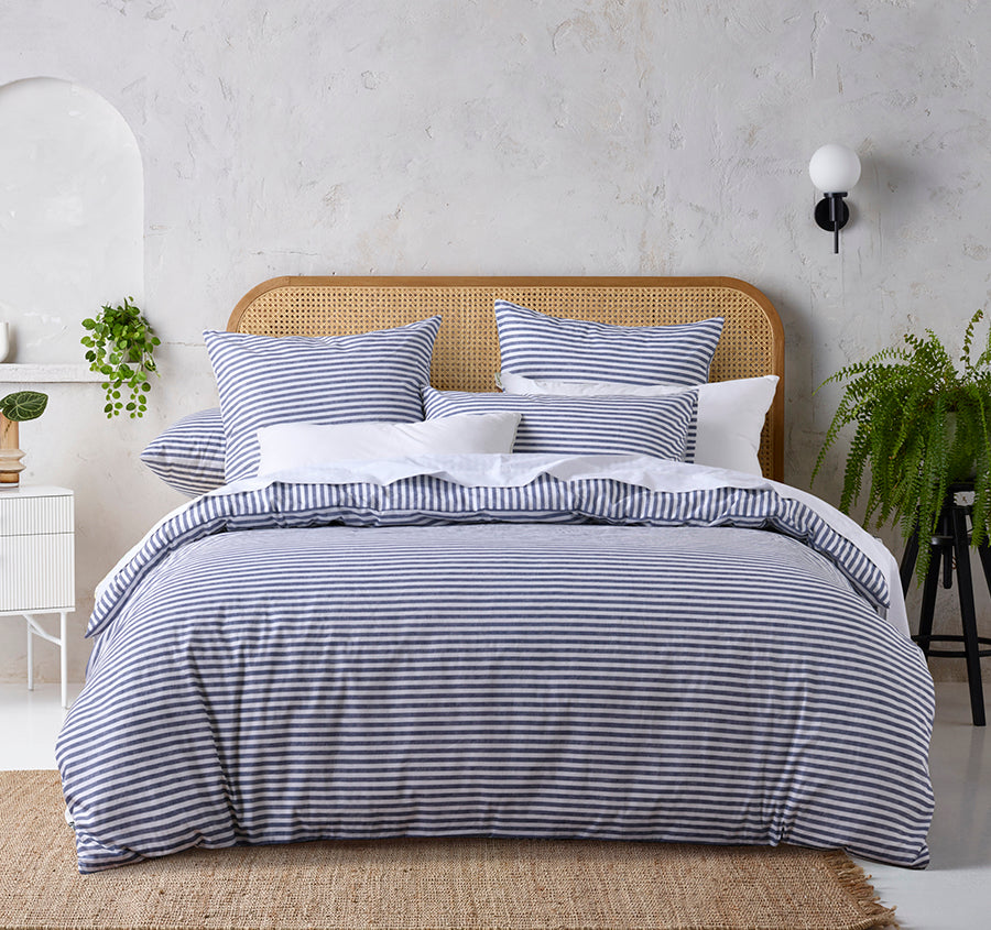 Brooklyn Quilt Cover Set Range Blue and White