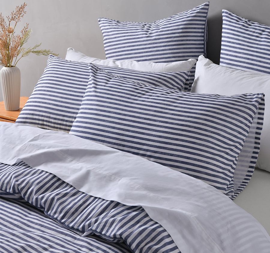 Brooklyn Quilt Cover Set Range Blue and White