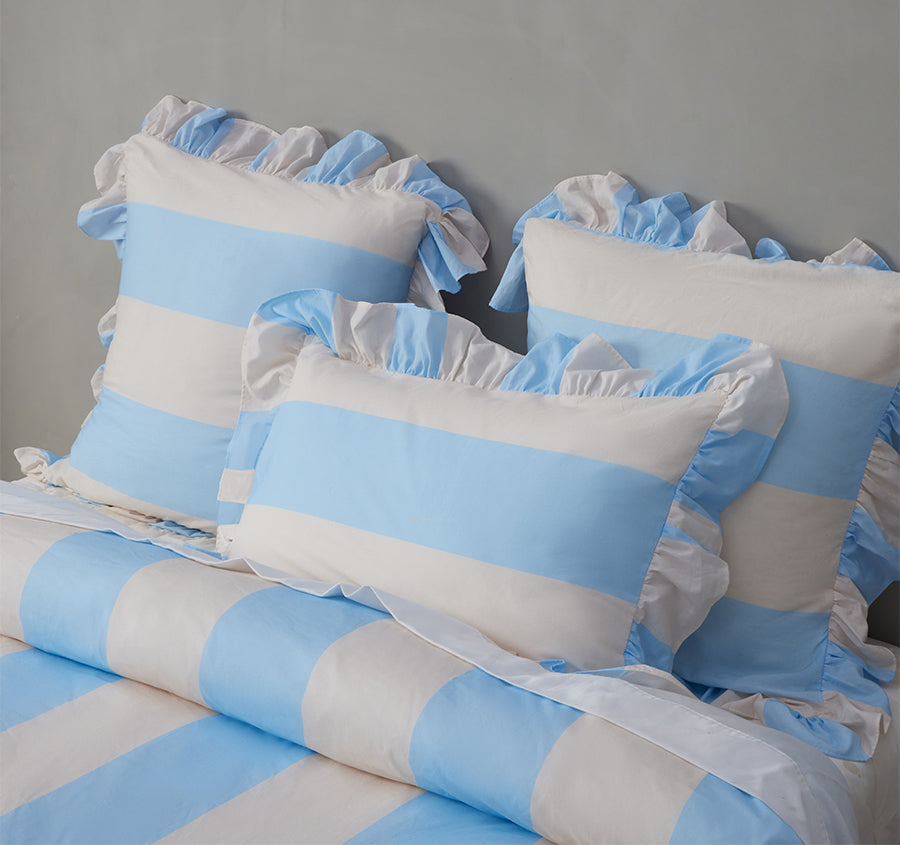 Candy Ruffle European Pillowcase Blue